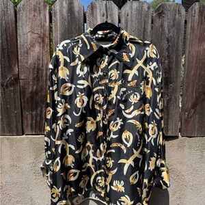 Nanushka Black and Gold Floral Shirt